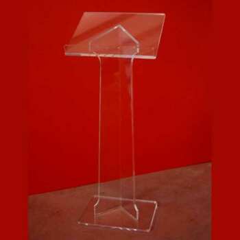Pupitre de conférence plexiglas colonne angulaire