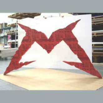 Enseigne logo PVC rouge géant stand