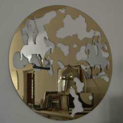 Cadre decor plexiglass miroir doré rond