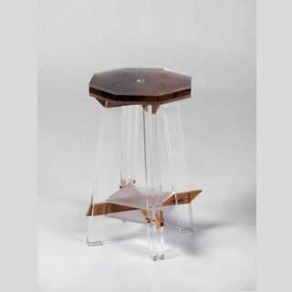 Tabouret plexiglas et bois massif