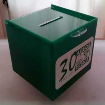 Urne plexiglas vert collecte fonds
