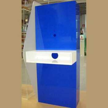 Poste de travail Plexiglas bleu blanc pour tablette I PAD