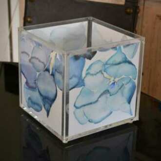Lampe cube plexiglas aquarelles