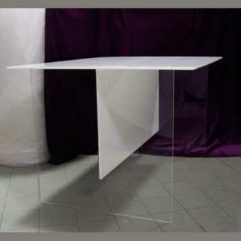 Table comptoir plexiglas transparent et opale